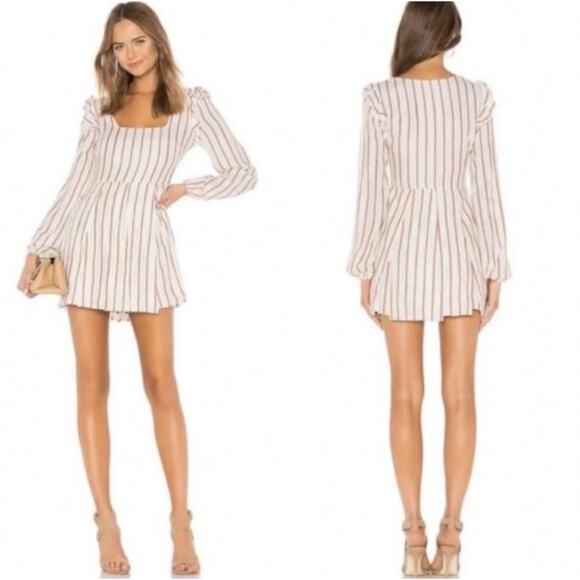 Tularosa Blaine Dress Long Sleeve Ruffle Mini XS Extra Small Burnt Orange - Picture 1 of 14